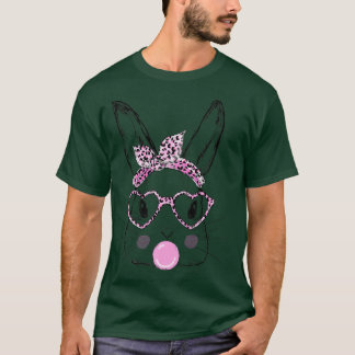 Cute Bunny Draag Bandana Heart Glasses Bubblegum E T-shirt