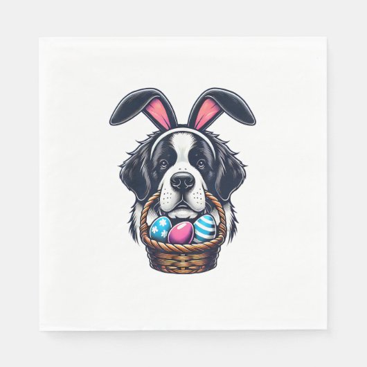 Cute Bunny Ear Saint Bernard Dog Easter Egg Owner Servet (Voorkant)
