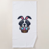 Cute Bunny Ear Saint Bernard Dog Easter Egg Owner Strandlaken (Voorkant)