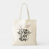 Cute Bunny Ears Calligraphy Easter Hunt Custom Tote Bag (Achterkant)