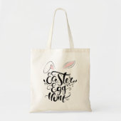 Cute Bunny Ears Calligraphy Easter Hunt Custom Tote Bag (Voorkant)