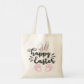 Cute Bunny Ears en Feet Happy Easter Tote Bag (Achterkant)