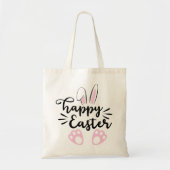 Cute Bunny Ears en Feet Happy Easter Tote Bag (Voorkant)