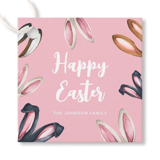 Cute Bunny Ears Happy Pasen Bedankjes Labels