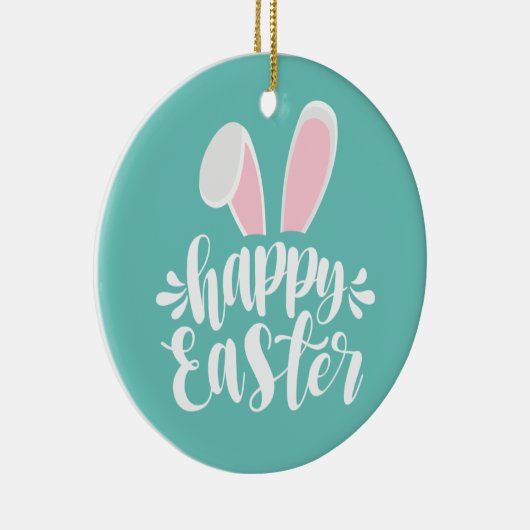 Cute Bunny Ears Happy Pasen | Keramisch Ornament (Rechts)