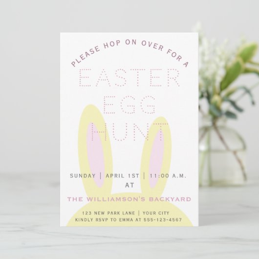 Cute Bunny Ears | Uitnodiging tot het uitzenden va (Staand voorkant)