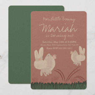 Cute Bunny Easter 1st Birthday Hand Drawn Kraft Kaart