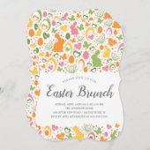 Cute Bunny Easter Brunch Dinner Kaart (Voorkant / Achterkant)