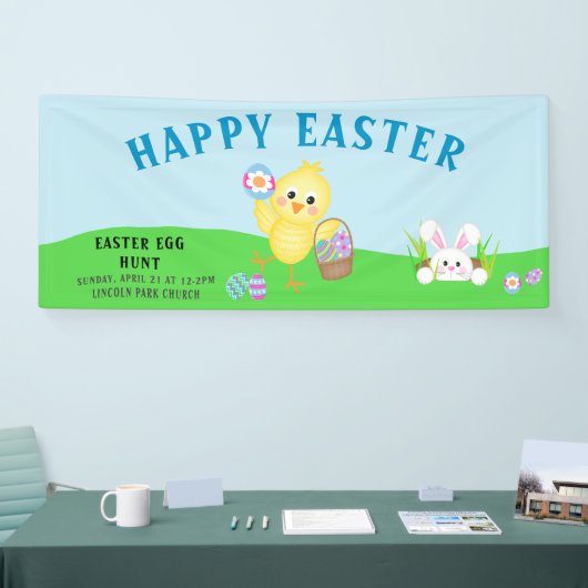 Cute Bunny Easter Egg Hunt Banner (Beurs)