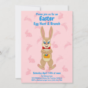 Cute Bunny Easter Egg Hunt Brunch Celebration Kaart