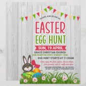 Cute Bunny Easter Egg Hunt Invitation Flyer (Voorkant / Achterkant)