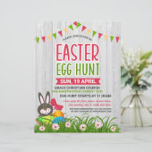 Cute Bunny Easter Egg Hunt Invitation Flyer (Staand voorkant)