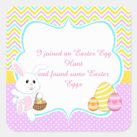 Cute Bunny Easter Egg Hunt Vierkante Sticker (Voorkant)