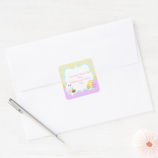 Cute Bunny Easter Egg Hunt Vierkante Sticker (Envelop)