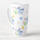 Cute Bunny Easter Egg Pattern, Happy Easter Latte Mok (Linkerhoek)