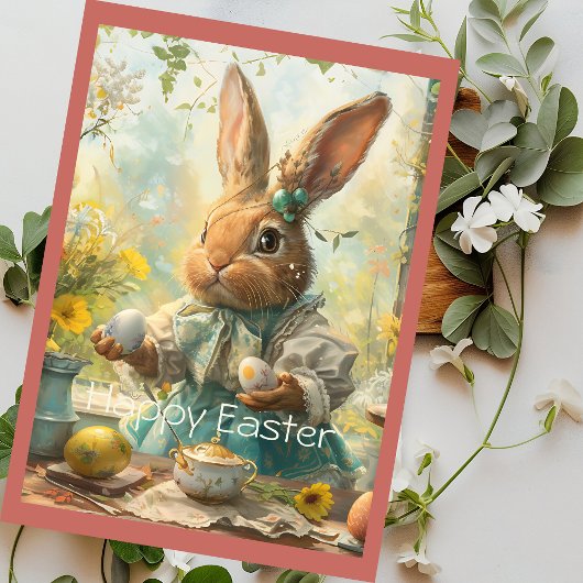 Cute Bunny Easter Eggs Feestdagenkaart