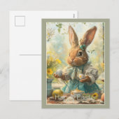 Cute Bunny Easter Eggs  Feestdagenkaart (Voorkant / Achterkant)