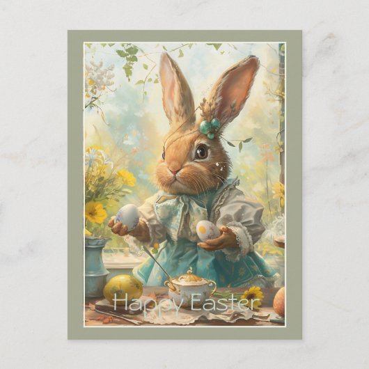 Cute Bunny Easter Eggs  Feestdagenkaart (Voorkant)