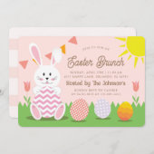 Cute Bunny Easter Holiday Brunch Kaart (Voorkant / Achterkant)