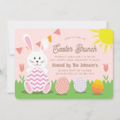 Cute Bunny Easter Holiday Brunch Kaart (Voorkant)