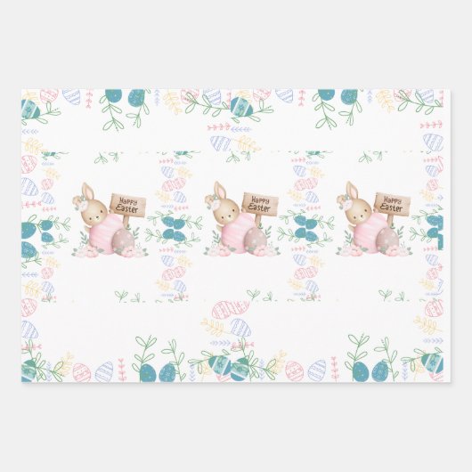 Cute Bunny Easter Inpakpapier Vel (Voorkant 3)