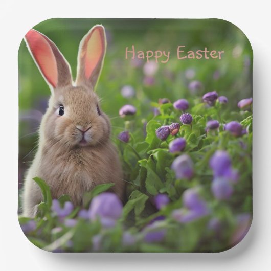 Cute Bunny Easter Papieren Bordje (Voorkant)