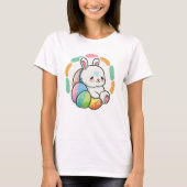 Cute Bunny Easter Rainbow Cartoon Spring T-shirt (Voorkant)