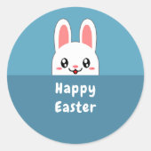 Cute Bunny Easter Ronde Sticker (Voorkant)