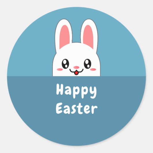 Cute Bunny Easter Ronde Sticker (Voorkant)