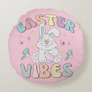Cute Bunny Easter Vibes Pastel Spring Rond Kussen