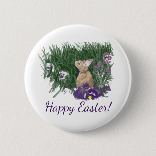 Cute Bunny Easter wenst Holiday Greep Ronde Button 5,7 Cm (Voorkant)