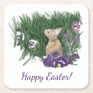 Cute Bunny Easter wenst Holiday Greetings Kartonnen Onderzetters