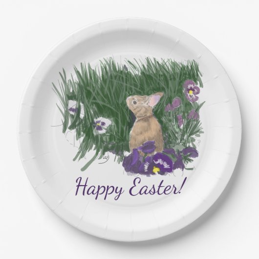 Cute Bunny Easter wenst Holiday Greetings Papieren Bordje (Voorkant)