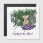 Cute Bunny Easter Wishes Holiday Magnetic Card (Voorkant / Achterkant)