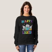 Cute Bunny Eggs Easter Camping Basket Bunny Happy Trui (Voorkant volledig)