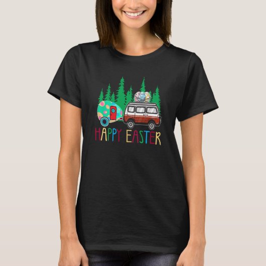 Cute Bunny Eggs Easter Camping Happy Easter Day Ca T-shirt (Voorkant)