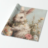 Cute Bunny Eggs Flowers Easter  Cadeaupapier (Uitgerold)