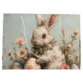 Cute Bunny Eggs Flowers Easter  Groot Cadeauzakje (Achterkant)