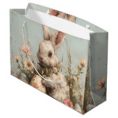 Cute Bunny Eggs Flowers Easter  Groot Cadeauzakje (Achterkant Gekanteld)