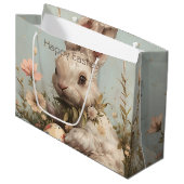 Cute Bunny Eggs Flowers Easter  Groot Cadeauzakje (Voorkant Gekanteld)