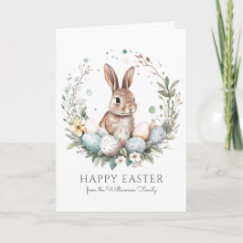 Cute Bunny-eieren Slinger Krans Persoonlijke Pasen Kaart