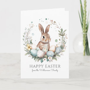 Cute Bunny-eieren Slinger Krans Persoonlijke Pasen Kaart