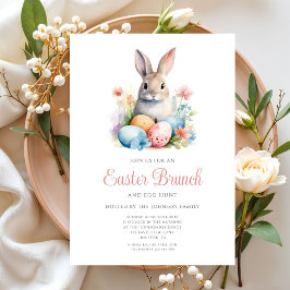 Cute Bunny Eierjacht En Pasen Brunch Kaart