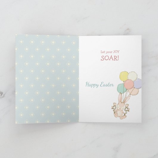 Cute Bunny en ballonnen Pasen kaart (Binnen)
