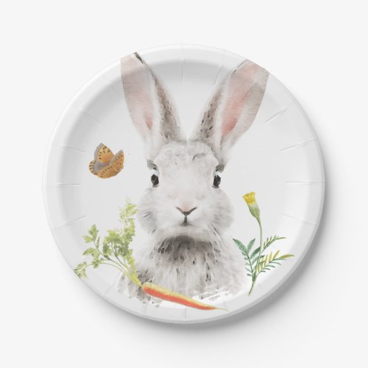 Cute Bunny en carrot Papieren Bordje (Voorkant)