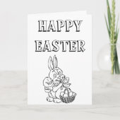 Cute Bunny en Chic Pasenkaart om in te kleuren  Kaart (Voorkant)