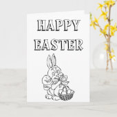 Cute Bunny en Chic Pasenkaart om in te kleuren  Kaart (Gele Bloem)