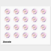 Cute Bunny en Flowers Ronde Sticker (Vel)
