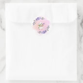 Cute Bunny en Flowers Ronde Sticker (Tas)