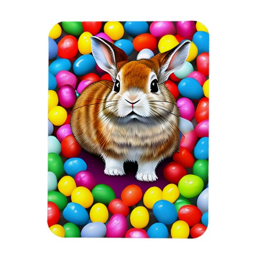 Cute Bunny en Jellybeans Magneet (Verticaal)